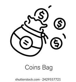 Check out this linear icon of coins bag 