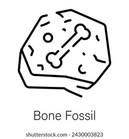 Echa un vistazo a este icono lineal de fósil óseo 