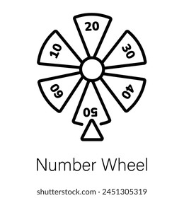 Echa un vistazo a este icono lineal de la rueda numérica 