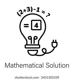 Check out this outline icon of mathematical solution 