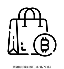 Check out this outline icon of bitcoin shopping