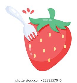 Check out this trendy flat sticker of a strawberry fork 