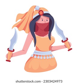 Check out this trendy flat icon of a female arabian fighter 