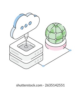 Echa un vistazo a este ícono isométrico de nube de Web