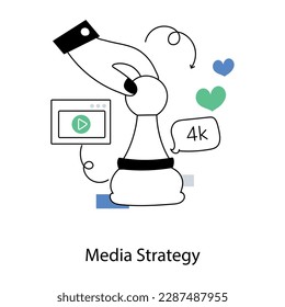 Eche un vistazo a la moderna ilustración plana de la estrategia de medios