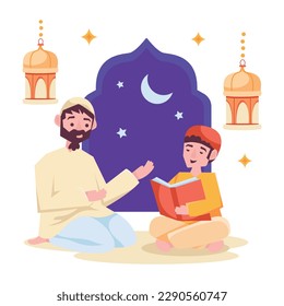 Check out the trendy flat illustration of teaching quran 