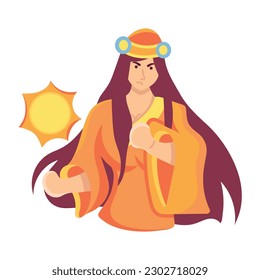 Check out the trendy flat illustration of a sun goddess