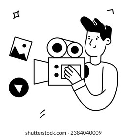 Check out the trendy glyph illustration of videographer 