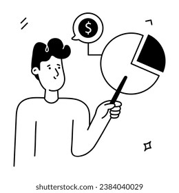 Check out the trendy glyph illustration of market research