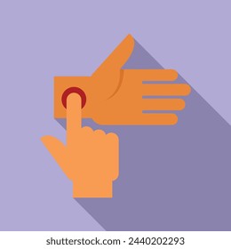 Check palpitating finger icon flat vector. Anatomy heart beat. Man disease