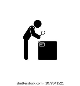 check parcel and magnifier illustration. Element of a logistic for mobile concept and web apps. Detailed illustration of check parcel and magnifier can be used for web and mobile on white background
