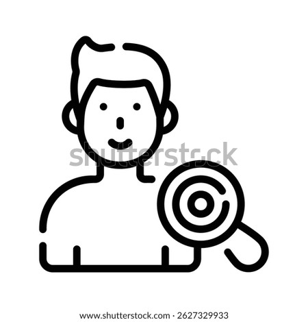 Check patient with magnifier, icon designed in line style