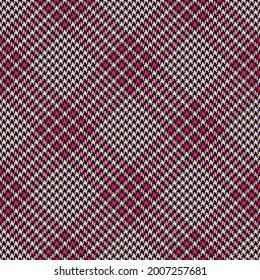 Check pattern dog tooth glen for spring autumn. Seamless tartan plaid graphic in navy blue, red, beige for scarf, skirt, coat, jacket, blanket, other modern fashion textile print. Houndstooth vector.