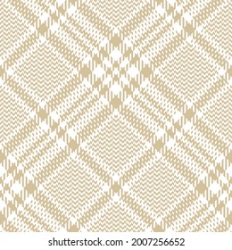 Check pattern glen for spring autumn design in beige and white. Seamless tartan plaid graphic vector background for flannel shirt, coat, jacket, blanket, other modern fashion fabric print.