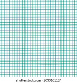 Check pattern in green. Vector seamless repeat of hand drawn checked gingham design. Cute geometric illustration. Design background resource.