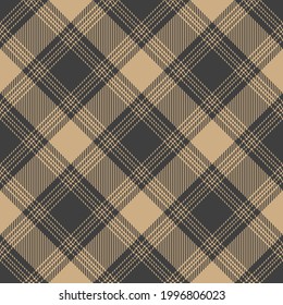 Check pattern in grey and beige. Buffalo plaid tartan vector background for flannel shirt or other modern spring summer autumn winter fashion textile print. Striped texture.