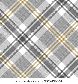 Check pattern in grey, gold, white. Herringbone textured seamless large neutral light tartan plaid vector for flannel shirt, blanket, duvet cover, throw, other modern spring autumn winter textile.