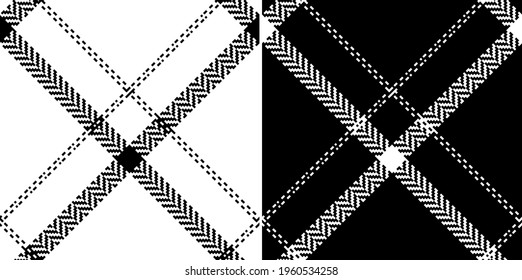 Check pattern herringbone in black and white. Windowpane simple basic classic seamless monochrome grid plaids for jacket, coat, skirt, scarf, other modern spring summer autumn winter fashion fabrics.