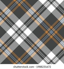 Check pattern herringbone in grey, blue, brown, white. Seamless large tartan plaid graphic for flannel shirt, blanket, duvet cover, throw, other modern spring autumn winter fabric design.