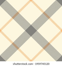 Check pattern herringbone windowpane in grey, orange, off white. Seamless simple tartan plaid vector for scarf, blanket, duvet cover, other modern spring autumn winter fashion or home fabric print.