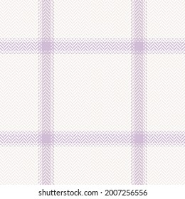 Check pattern herringbone windowpane in pastel lilac and off white. Seamless textured tartan plaid graphic background for jacket, coat, skirt, other modern spring autumn fashion fabric design.