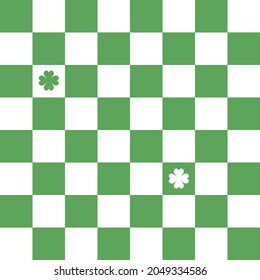 Check Pattern with Lucky Clover. Can be use for wrapping paper, fabric textile, wallpaper, etc.