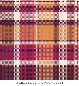 Check pattern plaid of fabric seamless background with a vector texture textile tartan in pink and orange colors.