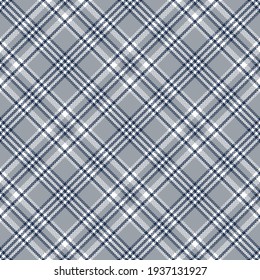 Check pattern seamless in navy blue, grey, white. Herringbone textured tartan plaid graphic texture for spring autumn winter flannel shirt, skirt, scarf, other modern fashion textile design.