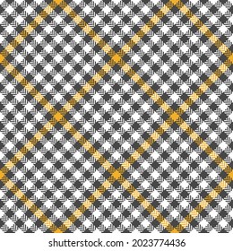Check pattern for spring autumn in grey, yellow, white. Seamless herringbone textured glen tartan plaid vector for scarf, skirt, blanket, duvet cover, other modern fashion fabric design.