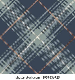 Check pattern texture in blue, grey, brown. Seamless herringbone textured tartan plaid graphic for spring autumn winter flannel shirt, scarf, skirt, throw, other modern fashion fabric design.