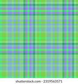 Check pattern texture of fabric textile tartan with a plaid background seamless vector in green and blue colors.