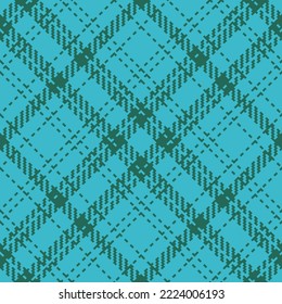 Check pattern texture. Seamless fabric plaid. Textile tartan vector background in turquoise and green colors.