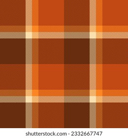 Check pattern texture of textile tartan vector with a background seamless fabric plaid in orange and wheat colors.