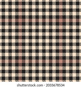 Check pattern tweed in black and beige. Seamless herringbone textured neutral tartan plaid vector graphic background for blanket, duvet cover, scarf, other modern spring autumn winter fabric print.