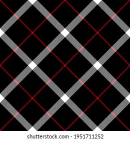 Check pattern windowpane in black, red, white. Seamless simple classic dark tartan plaid vector for flannel shirt, blanket, throw, duvet cover, other modern autumn winter season fabric design.