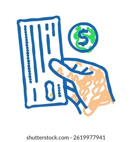 check payment doodle icon sketch vector. check payment sign. isolated symbol illustration