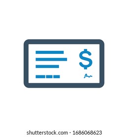Icono de cheque, pago (ilustración vectorial)