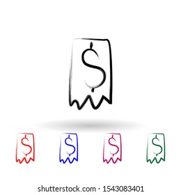 Check for payment sketch style multi color icon. Simple thin line, outline vector of banking icons for ui and ux, website or mobile application