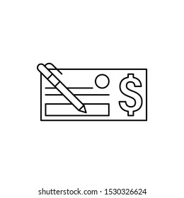Check, pen, dollar icon. Element of cash machine