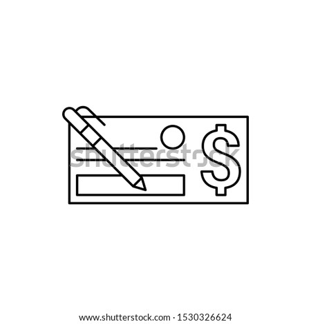 Check, pen, dollar icon. Element of cash machine