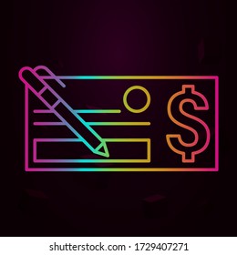 Comprobar, lápiz, icono de nolan en dólares Línea delgada simple, contorno vector de iconos de ATM para ui y ux, sitio web o aplicación móvil