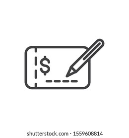 check and pen finance bank money icon thick line vector illustration