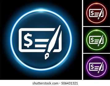 Check with Pen on Glow Round Button