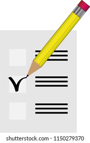 check with a pencil in the blank