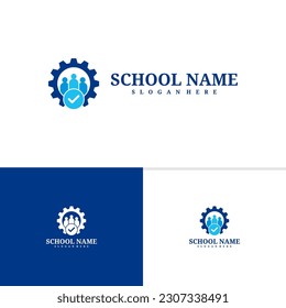 Check People Gear logo template, Creative People logo design vector, Gear logo concepts