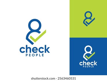 check with people logo vector design concept