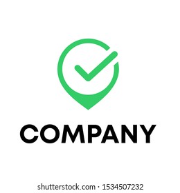 check with pin sign logo vector elements