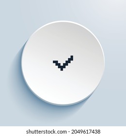 check pixel art icon design. Button style circle shape isolated on white background. Vector illustration