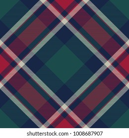 Check plaid diagonal fabric texture seamless pattern. Flat design. Vector illustration.