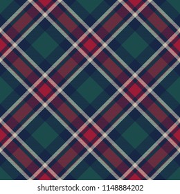 Check plaid diagonal fabric texture seamless pattern. Flat design. Vector illustration.